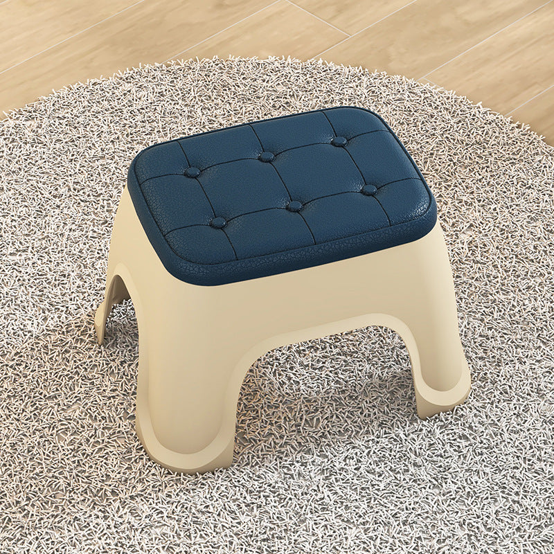 Faux Leather Stackable Plastic Stool for Kids and Adults, Non-Slip Bathroom Windmill Stool
