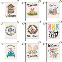 Easter Bunny Egg Pattern Linen Garden Flag Double-SSided Printed Yard Decoration Holiday Flag