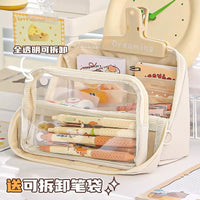 Detachable Clear Large Capacity Pencil Case Multi-layer Standing Stationery Pouch for Students