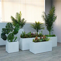 White Stainless Steel Planter Box Galvanized Iron Art Flower Pot Garden Balcony Rectangular Flower Trough