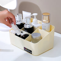Desktop Cosmetic Organizer with Multiple Compartments for Makeup, Skincare, and Remote Controls