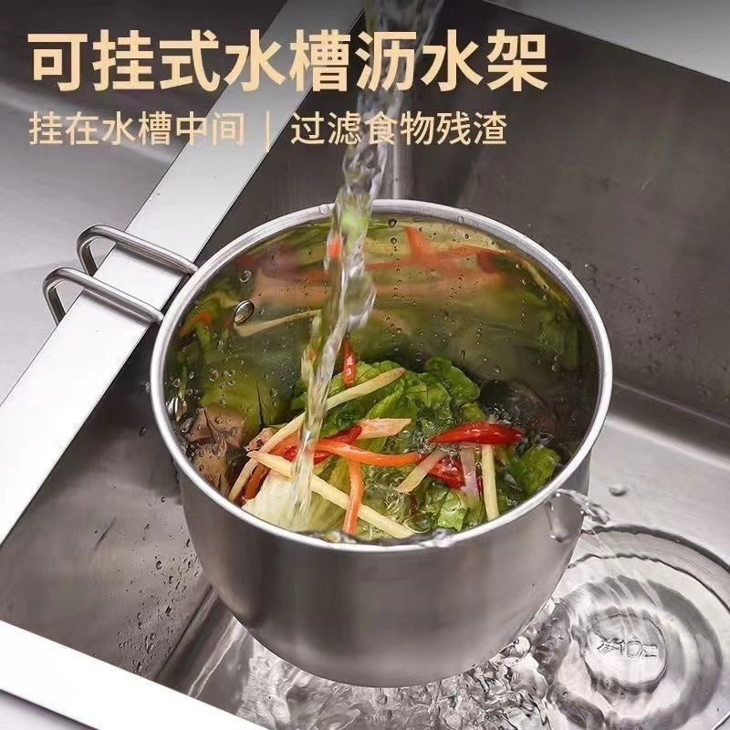 厨房水槽可挂式不锈钢沥水篮洗菜盆多功能蔬果篮收纳筷勺篮怀炉套