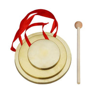 Copper Gong Set with Mallet for Performances, Warning, and Musical Instruments