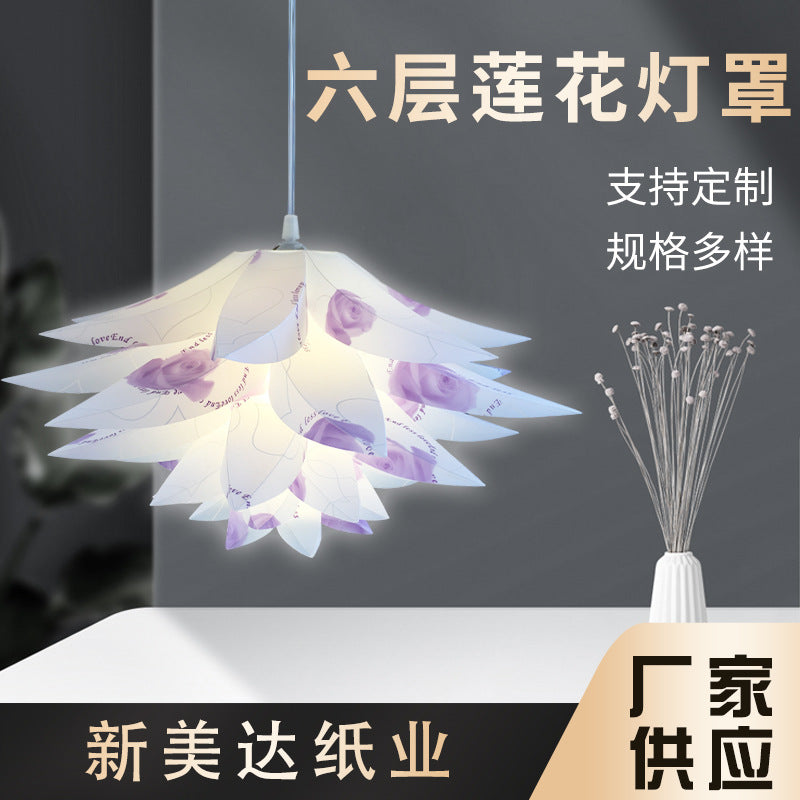 6-Layer Lotus Lampshade for Living Room Pendant and Table Lamps, DIY PP Plastic
