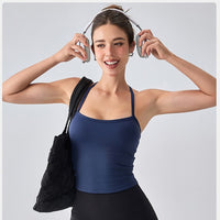 Women's Breathable Yoga Sports Bra Tank Top with Built-in Chest Pad for Running & Cycling