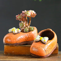 Ceramic Shoe-Shaped Succulent Planter Pot, Small Creative Thumb Pot for Mini Plants