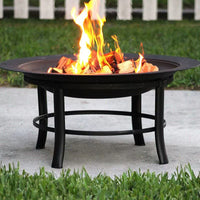 Outdoor Fire Pit with Grill Grate for Bonfire, BBQ, and Heating