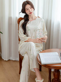 New Chinese Style Cotton Silk Pajama Set for Women - Summer Loungewear with Traditional Design