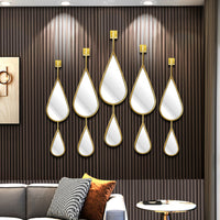 Luxury European Irregular Mirror Set for Wall Decor, Modern Living Room Creative Water Drop Design
