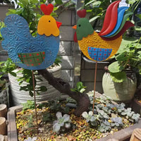 Iron Art Chicken Garden Stake Outdoor Yard Lawn Balcony Villa Decoration Ornament