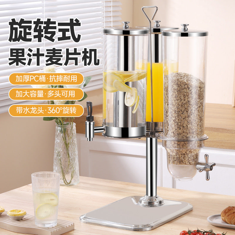 Rotating Cereal Dispenser with Juice and Milk Dispenser for Hotel Buffet, Candy, and Sauce - 3L Single Head