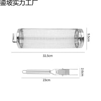 Stainless Steel Rolling BBQ Grill Basket Cylinder for Roasting and Smoking