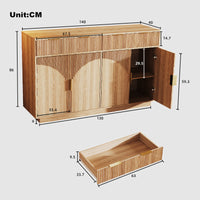 Solid Wood Style Storage Cabinet with Multiple Drawers and Doors for Home Entryway or Dining Room