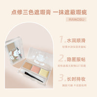 Armosu 3-Color Concealer Palette for Dark Circles, Acne Scars, Spots, and Blemishes - Waterproof Face Contour & Brighten