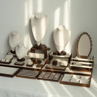 Walnut Wood Jewelry Display Stand for Necklaces, Rings, Bracelets, and Earrings