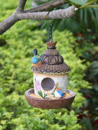 Outdoor Bird Feeder Decorative Garden Hanging Birdhouse Resin Craft