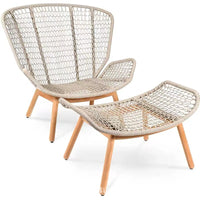Nordic Outdoor Rope Woven Lounge Sofa Chair for Patio Garden Sunroom, Aluminum Alloy Frame, Weather Resistant