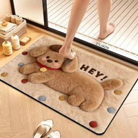Diatomaceous Earth Bath Mat, 3D Plush-Look Absorbent Quick Dry Non-Slip Bathroom Floor Mat with Cute Pet Design