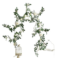 Artificial Rose Vine Garland Fake Flower String Plastic Plant for Ceiling Air Conditioning Pipe Balcony Decoration