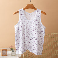 Women's Plus Size Cotton Vest for Middle-Aged & Elderly, Sleeveless Undershirt with Print
