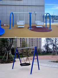 Kids Outdoor Large Swing and Slide Combination Set with Thickened Steel Pipe for Yard Park