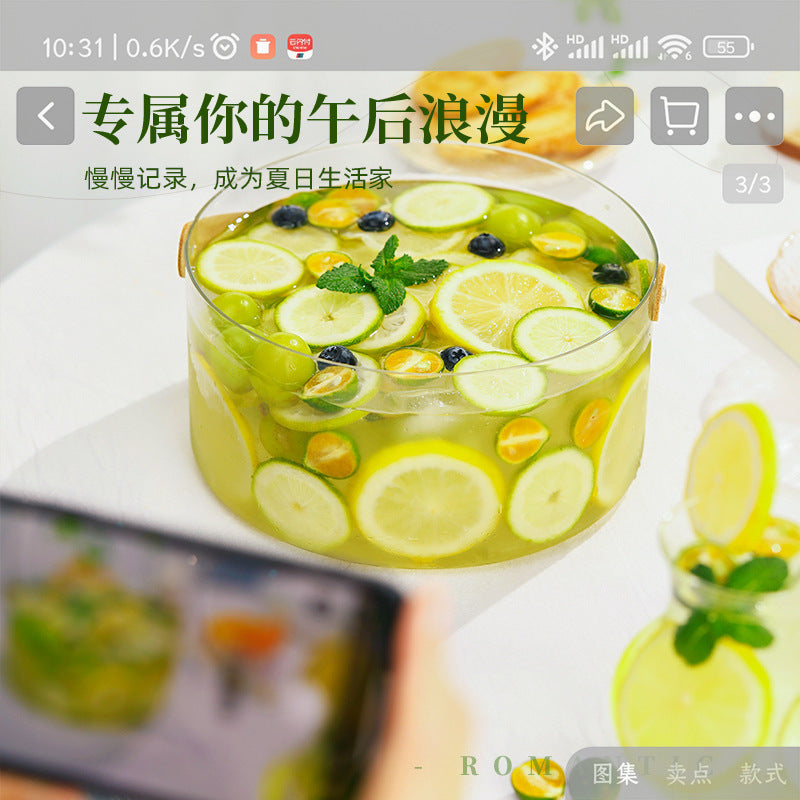 Portable Transparent Fruit Ice Bucket with Handle for Picnics and Outdoor Parties