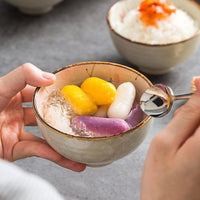 Japanese Style Ceramic Spherical Bowl Set for Home Use