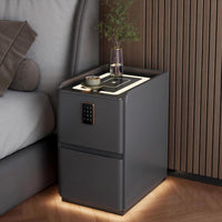 Smart Nightstand with Charging Station, Modern Minimalist Solid Wood Bedside Table, Narrow End Table for Bedroom