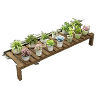 Solid Wood T-Shaped Plant Stand Bench for Indoor Outdoor Balcony Garden