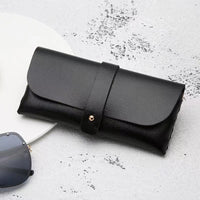 Fashionable Clamshell Sunglasses Case Set with Leather Pouch and Cleaning Cloth