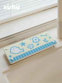 Diatomaceous Earth Absorbent Mat for Bathroom Vanity and Sink, Cartoon Seal Design