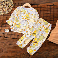 Kids' Cotton Rayon Long Sleeve Pajama Set for Summer - Thin Homewear for Boys, Girls, and Parents