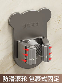 Mop and Broom Holder Wall Mount with Strong Adhesive for Bathroom and Kitchen, Punch-Free Organizer