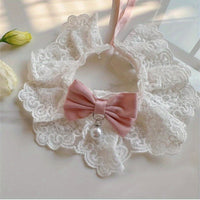 Pet Lace Ruffle Bib Collar for Cats and Small Dogs, Princess Style Scarf for Photoshoots, All Seasons