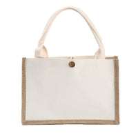 Customizable Jute Burlap Tote Bag with Cotton Rope Handles for Gifts & Shopping