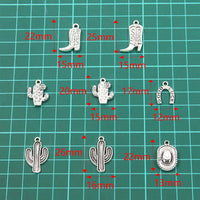 Western Cowboy Charm Alloy Pendants for DIY Jewelry Making - Boots, Cactus, Hat, Gun Designs
