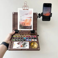 Black Walnut Foldable Wooden Palette for Outdoor Sketching Oil Watercolor Painting