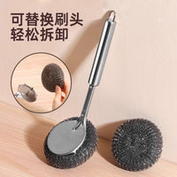 Stainless Steel Pot Brush with Long Handle for Kitchen Cleaning