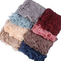 Women's Shimmering Crepe Headscarf Breathable Solid Color Wrinkled Gauze Scarf