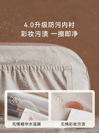 Lixu Portable Large Capacity Cosmetic Bag with Brush Holder, Travel Toiletry Organizer