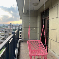 Square Macrame Hammock Chair Indoor Outdoor Patio Swing with Tassels