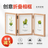 Creative Multi-Panel Folding Photo Frame for 6, 7, 8 Inch Pictures, Wooden Display