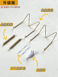 Invisible Metal Spring Plate Hangers for Wall Decor, W-Type Hooks with Seamless Nails and Protective Sleeves