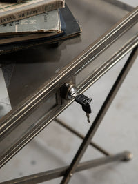 Industrial Loft Style Vintage Iron and Glass Display Cabinet with Lock