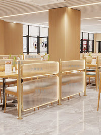 Modern Light Luxury Fluted Glass Partition Screen for Restaurants and Hot Pot Shops