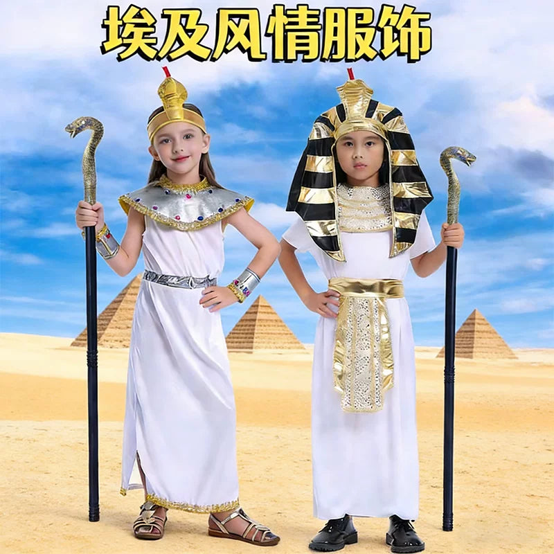 Kids' Egyptian Pharaoh Costume Set for Halloween & Stage Performances