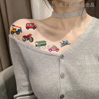 Kids' Temporary Transport Vehicle Tattoos - Cartoon Car, Boat, Plane Designs