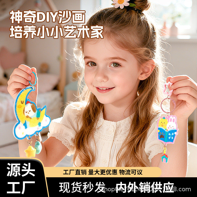 Kids Glitter Sand Art DIY Kit with Painting Glue and Creative Ornaments