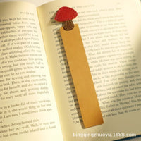 Mushroom Head Leather Bookmark, Minimalist Contrast Color Book Clip for Students