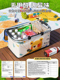 30L Foldable Insulated Cooler Bag with Lunch Box & Ice Packs for Outdoor Camping Picnics